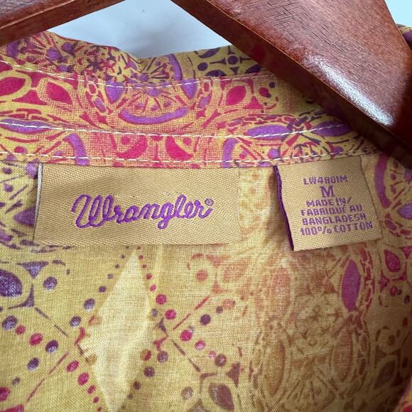 Wrangler Womens Sz Medium Formal Long Sleeve Purple Wester Blouse Shirt Top - Picture 2 of 10